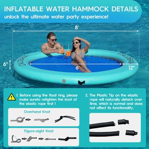 <span class=keywords><strong>Hamaca</strong></span> Flotante Inflable Portátil Personalizada de 9'*9'*6'', Plataforma Flotante para 5+ Personas, Hamacas Inflables para <span class=keywords><strong>Piscina</strong></span> y Lago - Product Image 4