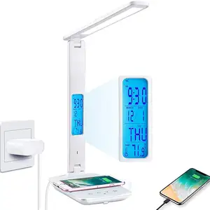 Stepless Dimbaar Bureau Leeslamp Opvouwbaar Draaibaar Usb Opladen Dc 5V Led Tafellamp Touch Schakelaar Timing Ac Voeding