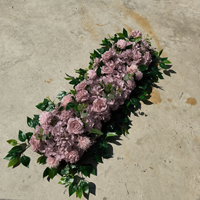 Guirlande florale réutilisable en soie artificielle, roses et hortensias blancs, effet toucher réel, pour décoration d'arche de mariage et de table
