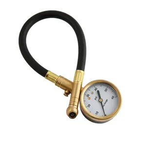 2 Inch 60 Psi Heavy Duty Easy Read 360 Glow Multi Purpose Tire Inflator Air Tire Pressure Gauge With Rubber Hose