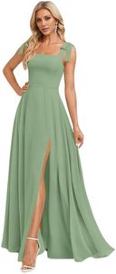 Nueva llegada de las mujeres de verano de tela de <span class=keywords><strong>color</strong></span> sólido Sexy elegante espalda abierta abertura lateral Maxi gasa vestidos de <span class=keywords><strong>dama</strong></span> de honor - Product Image 5