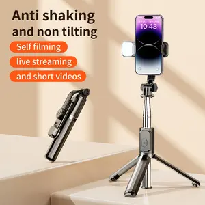 Có thể gập lại mở rộng 1 Meter LED điền vào ánh sáng cầm tay ổn định Bluetooth Selfie Stick Tripod điều khiển từ xa