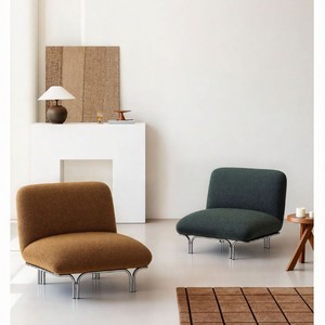 Silla moderna para sala de estar, diseño minimalista nórdico, estructura de metal, asiento tapizado para decoración del hogar - Product Image 1
