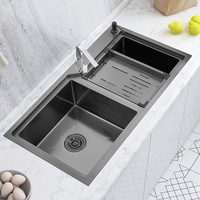 Évier de cuisine YINGTAO, nouveau design, à encastrer, finition dorée polie, noir, contemporain, double bac, pour intérieur