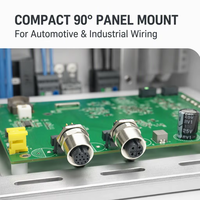 Connecteur circulaire M12 DIN 4/8 broches A-Code pour l'automobile, indice de protection IP67, coudé à 90 degrés, mâle/femelle, pour montage sur panneau PCB, en cuivre