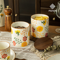 FENN rustique café sucre thé stockage hermétique bidons alimentaires/bidon de cuisine en céramique avec couvercle pot de stockage en porcelaine pour la maison
