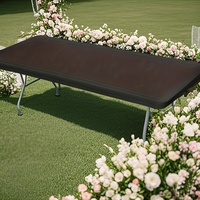 Nappe rectangulaire personnalisée de 6 pieds en spandex noir extensible, housse de table lavable en polyester pour intérieur et extérieur