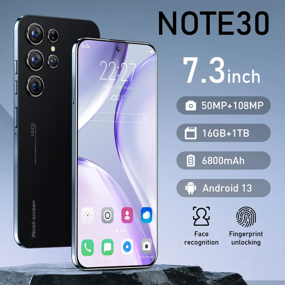 Note30UPro 7.3 인치 새로운 SLR 카메라 안드로이드 16 + 512gb 4G 5G 휴대 전화