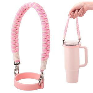 Sangle de transport pour gobelets à eau tissée à la main, pour gobelets de 8 à 40 onces, anneau en silicone de qualité alimentaire, cordon portable pour gobelets à eau de sport - Product Image 1