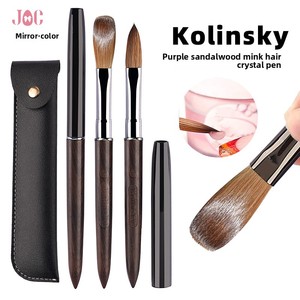 Pincel de visón <span class=keywords><strong>rosa</strong></span> de calidad superior para manicura, con mango de madera de sándalo rojo extendido y cristal Kolinsky, para uso transfronterizo. - Product Image 2