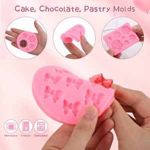 Silicone Flower Bow Molds 4Pcs Non-Stick <b>Chocolate</b> Candy Wax <b>Melt</b> Molds for Cake Decorating Easter Birthday Gift - Product Image 3