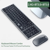 Ultra ince 102 tuşları kablosuz klavye ve fare seti çoklu cihaz 2.4G USB bluetooth klavye ve PC faresi dizüstü masaüstü