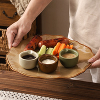 Petite potte à lait et coupelle à sauce en céramique vintage, style rétro, effet de cuisson au four unique, compatible micro-ondes, pour usage en restauration et hôtellerie