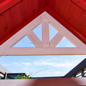 Casa de Juegos de Madera Resistente para Niños con Techo Rojo, Cocina de Juguete, Chimenea y Ventana de Servicio - Cabaña de Juegos para Exteriores Resistente a la Intemperie - Product Image 6