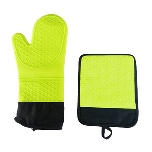 Ensemble de gants de cuisine et de protège-plat en silicone de qualité alimentaire, antidérapants, résistants à la chaleur, <span class=keywords><strong>pour</strong></span> la cuisson, le barbecue et la cuisine - Product Image 3
