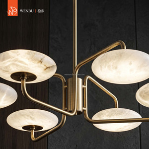 Modern 6 <b>Lights</b> Spanish alabaster chandelier for villa foyer dining <b>lounge</b> spaces - Product Image 2