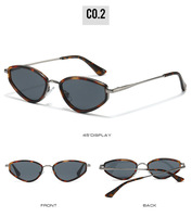 Lunettes de soleil de luxe pour hommes, monture métallique géométrique œil de chat, pont décoratif, accessoire de mode moderne pour la conduite en extérieur et le quotidien