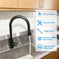 Robinet de cuisine moderne monocommande flexible extractible en acier inoxydable, rotation à 360 degrés, finition brossée, montage sur plan, eau chaude/froide