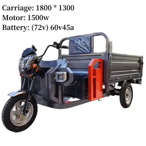 China Factory Moto Tricycle Cargo 60v 1000w Wheel Electric Cargo Trike Best Safety Popular Cargo Electric Tricycles