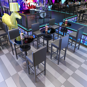 Retro Phong Cách Công Nghiệp <span class=keywords><strong>Bar</strong></span> Cao Bảng Và Ghế Dj Yên Tĩnh Thanh Rải Rác Sắt Cao Phân Nhạc Đêm Disco Nội Thất Thiết Lập - Product Image 1