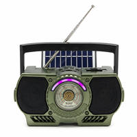 Radio solaire portable ELETREE RD-A3BTS RD-A3BT FM AM SW 3 bandes avec lecteur BT USB TF, batterie rechargeable 18650, lumière LED