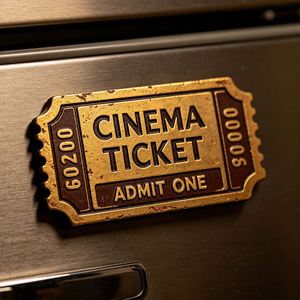 Imán de Refrigerador Metálico Único con Forma de Talón de Boleto de Cine, Decorativo, con Logotipo Personalizado, Recuerdo, Regalo Coleccionable de Cine - Product Image 1