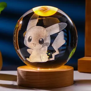 Populaire Boule de Cristal 3D de 6 cm Stitch Pikachu Doraemon Dream <span class=keywords><strong>Hello</strong></span> <span class=keywords><strong>Kitty</strong></span> Planète de Cristal <span class=keywords><strong>Veilleuse</strong></span> Source LED Cadeaux pour Enfants - Product Image 4