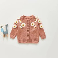 Ins Automne Vêtements Bébé À La Main Brodé Cardigan Pull Européen Et Américain À La Mode À Manches Longues Daisy Top