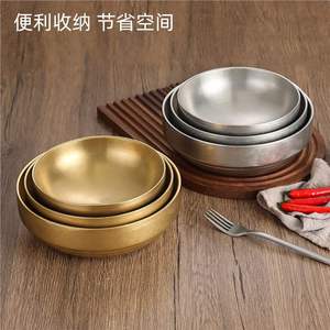 Stainless Steel Noodle Bowl Gold Finish 18cm Home Use Cold Ramen Salad Bowl Solid Color - Product Image 5