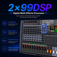 Console de mixage audio professionnelle HL-G14P 14 canaux RGB alimentée, amplificateur 2*350 Watts, double 99 effets DSP, BT 5.0 OTG