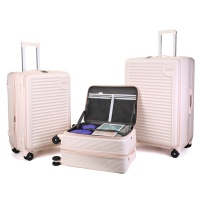 Ensemble de valises rigides personnalisées unisexes en polycarbonate, valise de voyage à ouverture frontale avec roulettes pivotantes