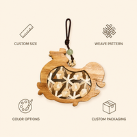 Breloque oiseau en bambou tressé à la main, pendentif porte-clés pour sac, cadeau de décoration naturelle pour la maison, vente en gros OEM, ornement oiseau en bois tressé