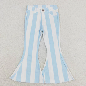 Pantalon en jean évasé rayé pour petites filles, taille ajustable, haute qualité, vente en gros - Product Image 2
