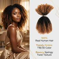 Mèches de cheveux humains Remy brésiliens Springy Twist, lot de 30, bouclés crépus, pour tressage en salons, Nigéria, Afrique du Sud, personnalisables