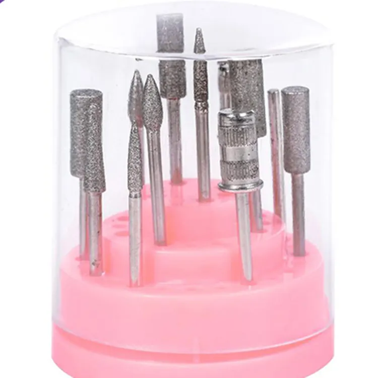 48 lỗ móng tay màu hồng khoan bit chủ đứng hiển thị với acrylic bìa nail khoan bit container lưu trữ box