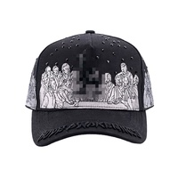 Casquette de baseball unisexe à visière incurvée Dandi Hats El Mago Sad Boys en daim, snapback Gallo Fino 5 panneaux en tissu Oxford respirant