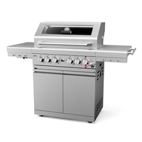 Vente chaude Gril à gaz à 5 brûleurs Autoportant Fonte Maille Brûleur Latéral Bun Rack En Acier Inoxydable Propane Poudre Enduit Usage Domestique