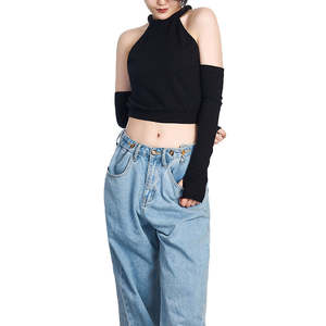 Nouvelle arrivée femmes hauts à licou femme tricoté hors épaule haut court Sexy débardeurs - Product Image 2