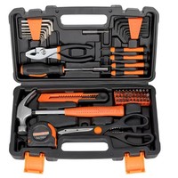 Juego de herramientas básicas de reparación para el hogar, 39 Uds., kit de herramientas portátiles mecánicas, estuche de almacenamiento portátil DIY, incluye herramientas esenciales para el hogar