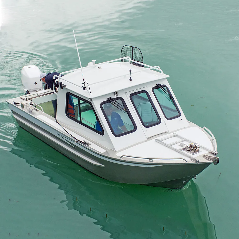 Barco de pesca de agua salada, aluminio soldado con parte superior dura, 21 pies, con motor fueraborda