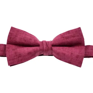 Mode Frambozen Wijn Bowtie Fabrikanten Groothandel Mannen Vrouwelijke Kinderen 100% Puur Linnen Strikjes Aquarel Voorgebonden Vlinderdas