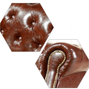 Sofá de Cuero de Estilo Contemporáneo para Sala de Estar, Cafetería, <span class=keywords><strong>Bar</strong></span> u Oficina, Estilo Europeo Moderno con Patas de Madera - Product Image 5