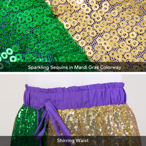 Custom Women's Fashionable Patchwork Pleated Shiny Lounge Green <strong>Gold</strong> Sequin Shorts Mardi Gras <strong>Dress</strong> - Product Image 2