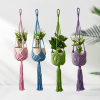Nouveau sac en filet tissé simple pour pot de fleurs, décoration suspendue pour plantes