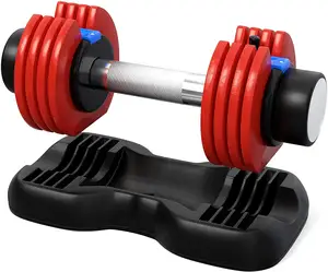 Custom 25 lb Adjustable Dumbbell Set, Quick Select Adjustability from 5-25 lb for Home Gym, Strength Training