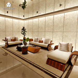 Divani di Alta Gamma con Braccioli in Legno Massello Stile Ala, Personalizzazione per Soggiorno di Hotel di Lusso, Fornitore di Mobili Foshan - Product Image 4