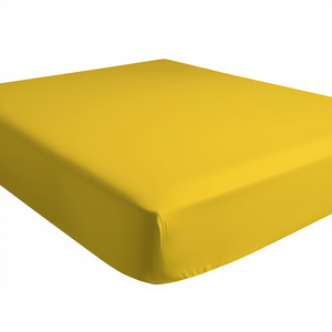 Fitted <b>Sheet</b> 100% Cotton Yellow Italian <b>King</b> <b>Size</b> 180x200cm - Product Image 3