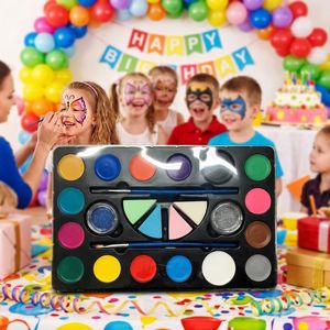 Kit Profesional de Pintura Facial y Corporal de 15 Colores, a Base de Agua, con Pinceles, Esponjas y Purpurina para Niños, Fiestas de Halloween - Product Image 3