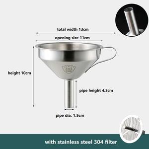 304 aço inoxidável Funil Com destacável Filtro Cozinha Ferramentas Funis 316 Food Grade Big Boca Funil Líquido com Filtro - Product Image 2