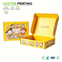 Boîte d'expédition en carton ondulé portable en gros, couleur pleine, motif dessin animé, écologique, recyclée, pliable, avec fermeture magnétique, pour emballage de jouets, snacks et vêtements